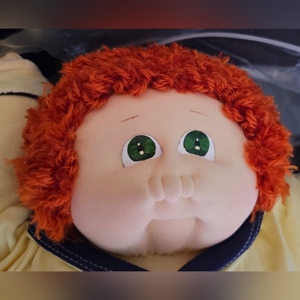 Cabbage doll male red head, green eyes